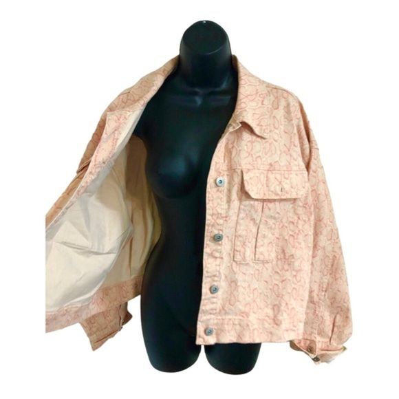 INC orange cheetah print bomber style denim jacket size XL brand new - Picture 4 of 10
